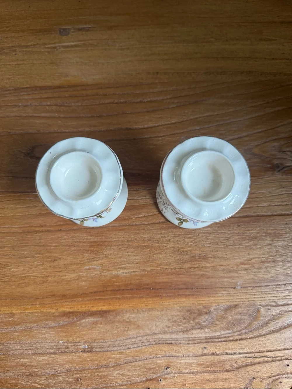 White Floral Ceramic candle holder - Pair